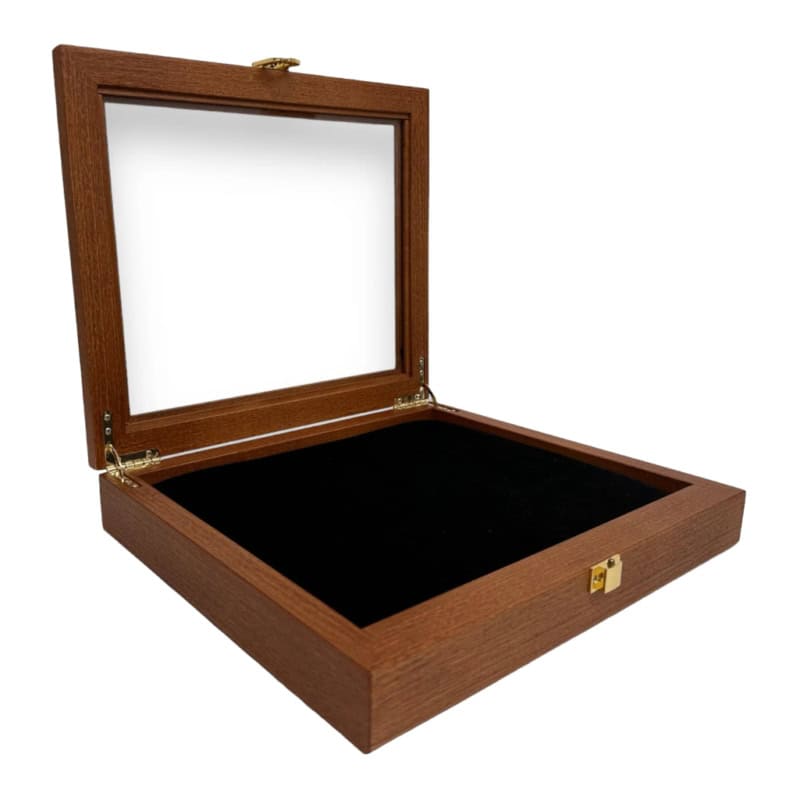 Shadowbox Mike lichtbruin opengeklapt