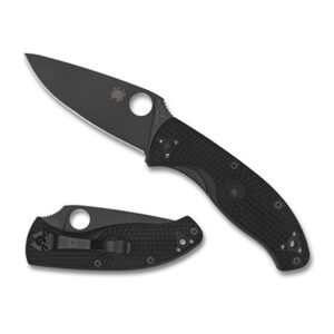 Zakmes Spyderco Tenacious Lightweight Black PE met zwart 8Cr13MoV stalen lemmet en zwarte pocketclip