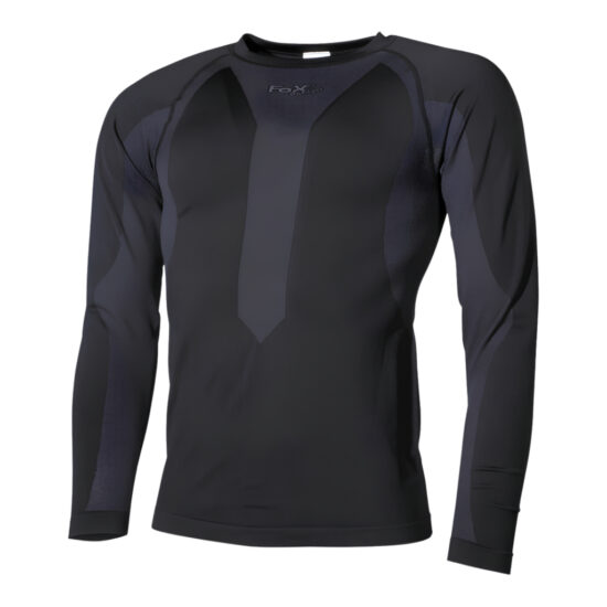 Voorkant van het zwarte Fox Outdoor thermo shirt longsleeve met ademende compressiezones