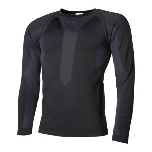 Voorkant van het zwarte Fox Outdoor thermo shirt longsleeve met ademende compressiezones